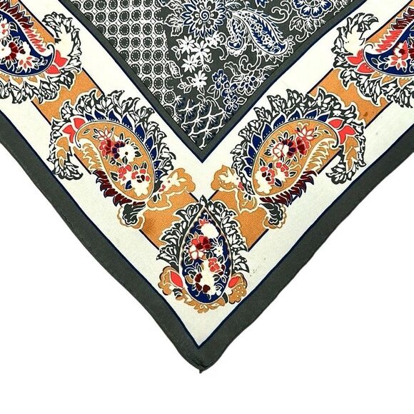 Christian Dior Silk Square Scarf Gray Paisley Hand Rolled Vintage 29x29” - Picture 11 of 11